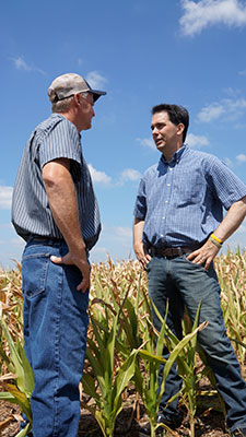 Wisconsin Gov. Scott Walker believes propane retailers can work together with farmers who have the capacity to store fuel earlier in the year. This is one of many solutions to help avoid future winter shortages, he says. Photo courtesy of Scott Walker and Chris Tews
