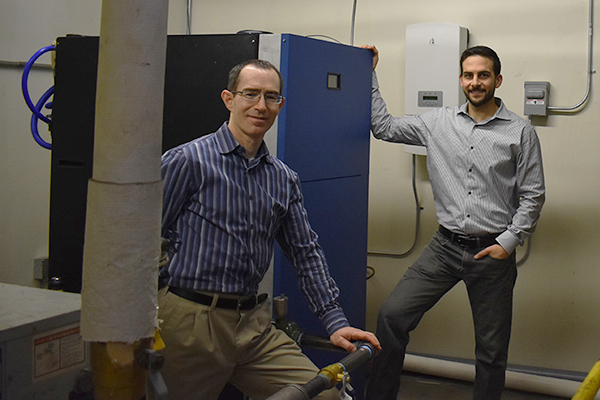 Dan Nadav, left, CEO of Enviro Power, and Mike Cocuzza, the company’s founder and chief technology officer, at their beta site in Connecticut. (Photo courtesy of Enviro Partners)