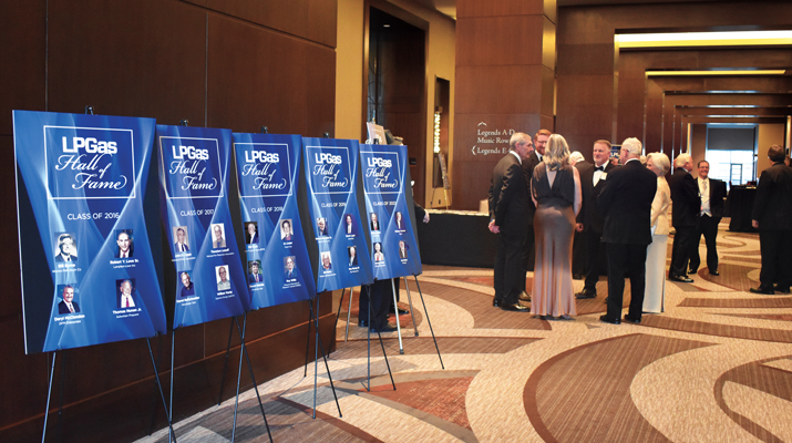 All 10 classes of the LP Gas Hall of Fame are recognized outside the ballroom. (Photo by LP Gas staff)
