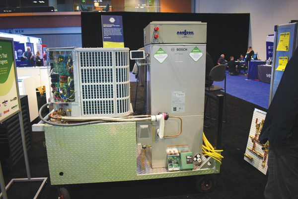 A hybrid heat pump solution was on display at this year’s Southeastern Convention & International Propane Expo in Nashville, Tennessee. (Photo by LP Gas Staff)
