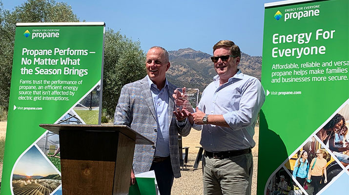 Mike Newland of PERC, left, and Rob Fisher of Fisher Vineyards (Photo by LP Gas staff)