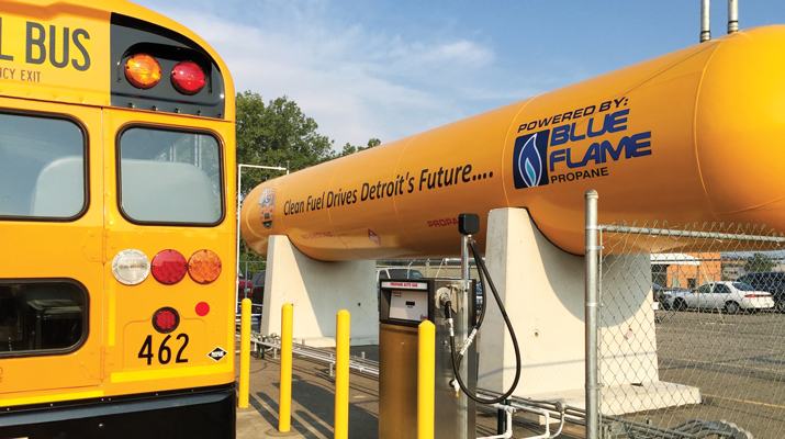 Blue Bird has sold more than 23,000 propane school buses since 2008, and that number is expected to increase in the coming years, according to the manufacturer. (Photo courtesy of Roush CleanTech)