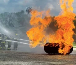 Firefighters encounter a live burn. (Photo courtesy of Superior Energy Systems)