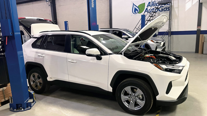 Alliance AutoGas converts a propane/electric RAV4 hybrid at its research and development center. (Photo courtesy of Alliance AutoGas)
