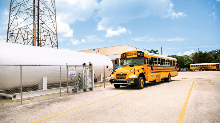 Propane retailers and industry partners can work together to serve a variety of fleet customers, including school buses, transit/paratransit vans and work trucks. (Photo courtesy of Superior Energy Systems)