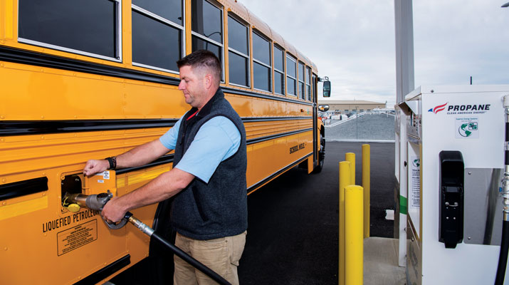 Fleets that return to their “home base” on a daily basis can install permanent, private refueling stations on their property. (Photo courtesy of Superior Energy Systems)
