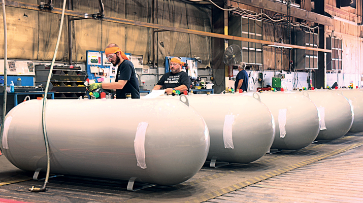 Quality Steel makes tanks ranging in size from 120 gallons to 1,990 gallons. (Photo by Shirnae Richardson)