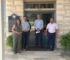 Group photo, in front of the Community Foundation of the Texas Hill Country building, courtesy of Navien Inc.