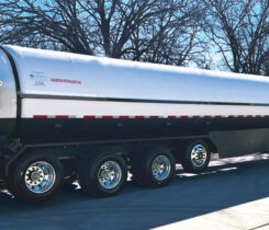 Exosent Engineering’s unique transport tank designs feature air foils on the back that lower wind drag and, in effect, fuel consumption and costs. (Photo courtesy of Exosent Engineering)