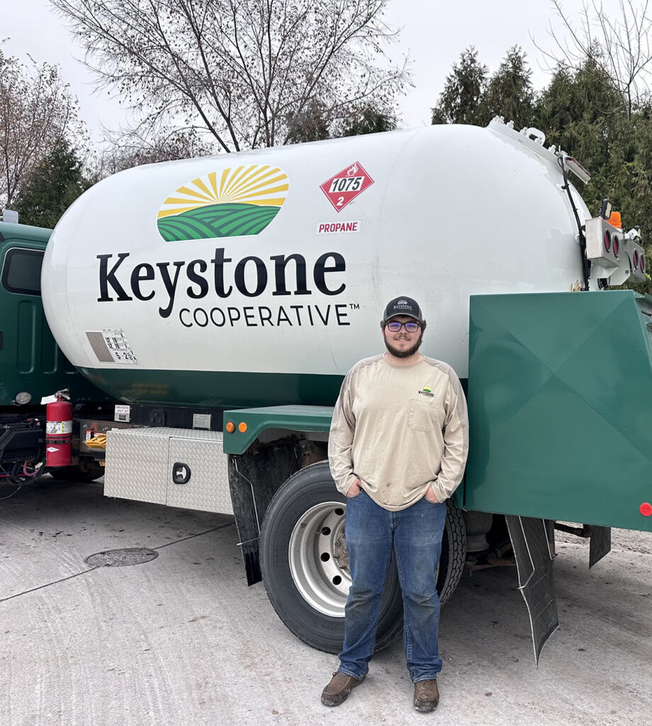 Photo of driver Brent Harvey, courtesy of Keystone Cooperative