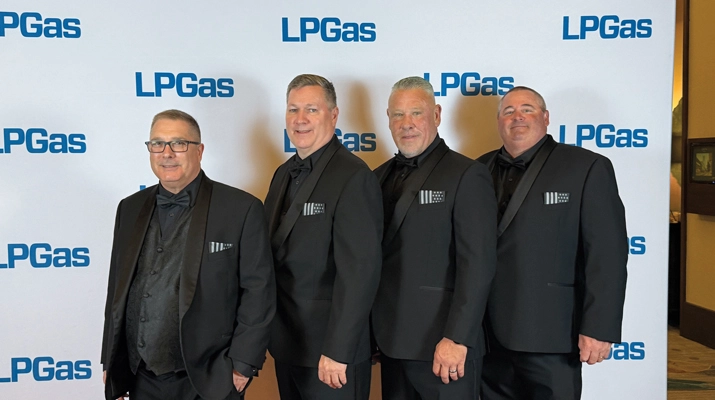 Newport Propane leaders, dressed to the nines, put their best feet forward at the annual Hall of Fame induction ceremony. (Photo by LP Gas Staff)